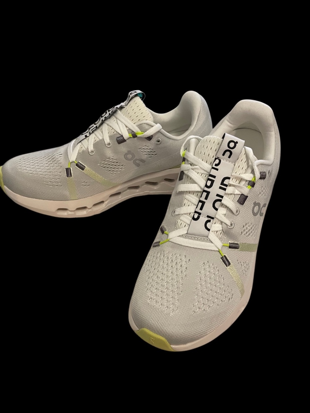 On Running Women’s Cloudsurfer Athletic Shoes - Light Gray with Lime Accents 8 - Picture 9 of 11